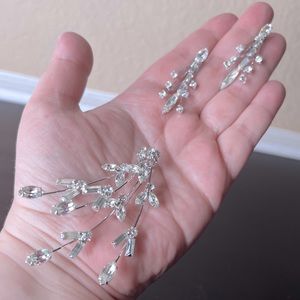 Vintage Rhinestone Crystal Brooch and Earrings Suite Set Spray Style, Dangle